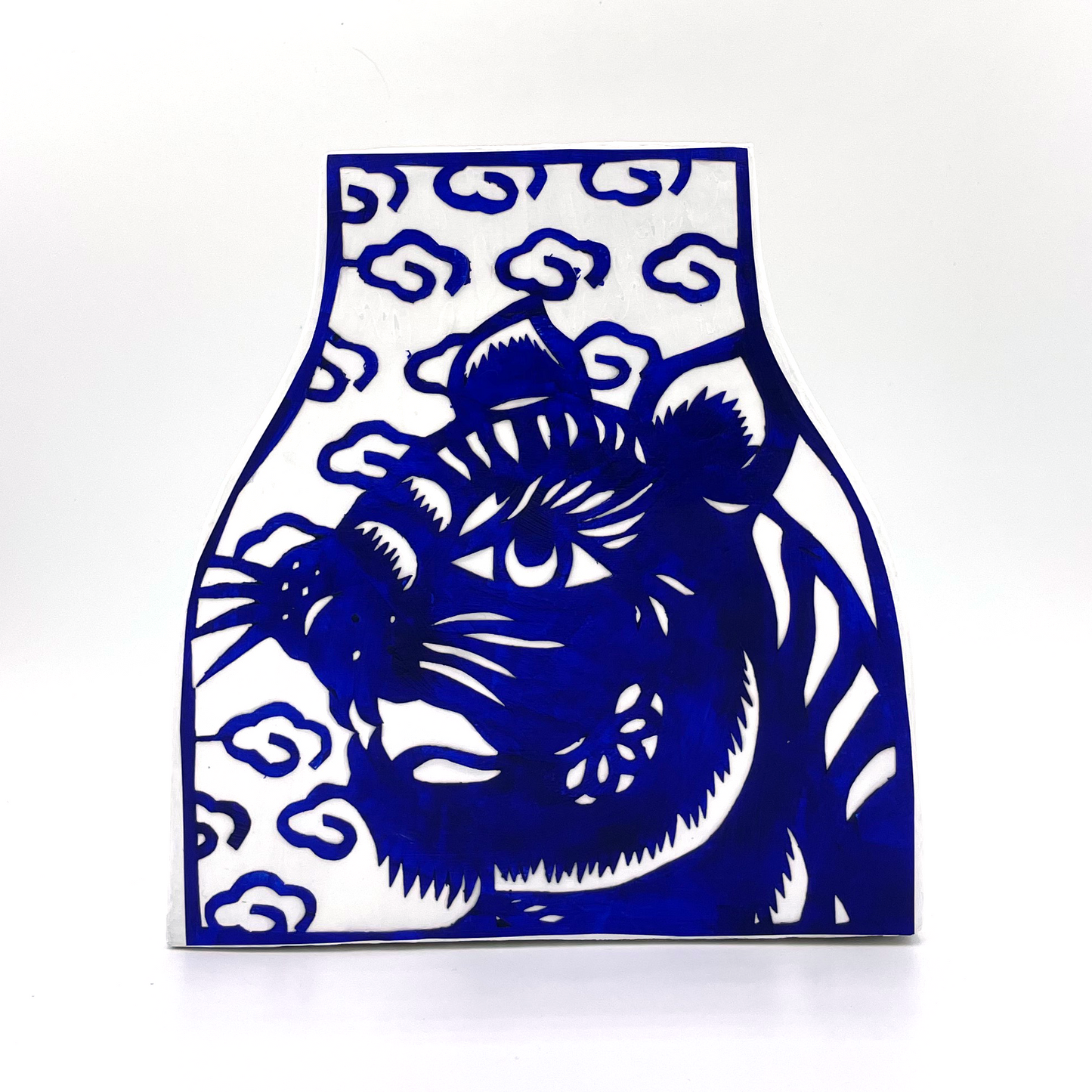 Blue and White Tiger Vase